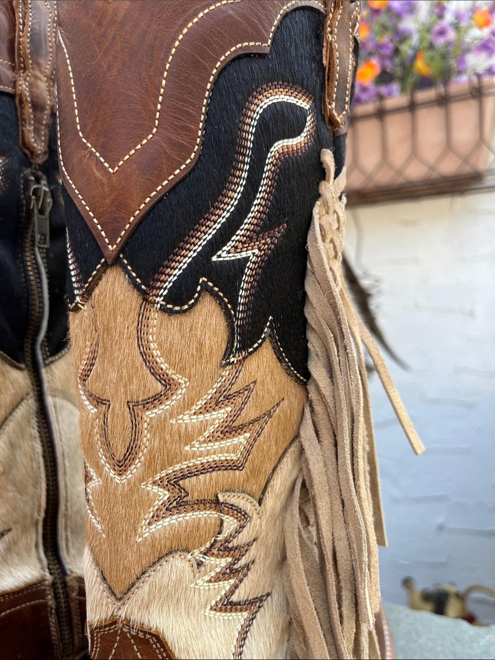 Dan Post “Dayla” Brown Black Tan Leather Fringe Western Heeled Boots Sz9 - Picture 9 of 13